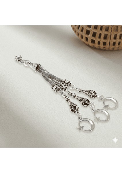 Ayyıldız Zafer Temalı Foxtail Zincirli Üç Kamçılı Kararmaz Metal Püskül fiyatları