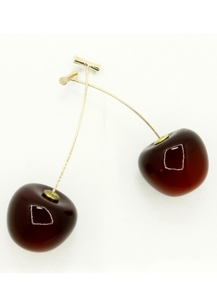 Uzun Saplı Parlak Kiraz Sarkıt Küpe