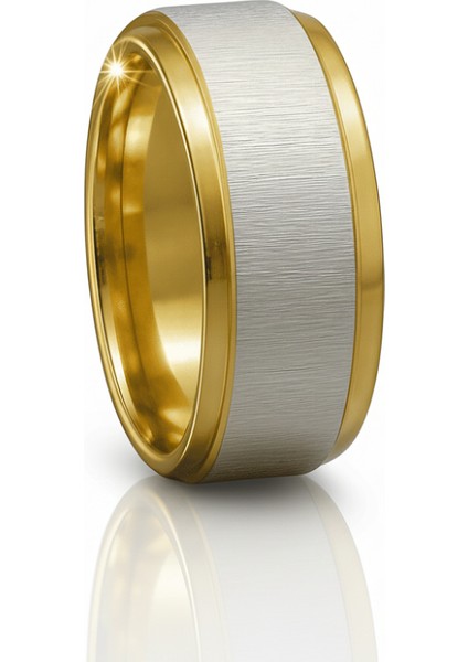 Altın ve Gümüş Renk 316L Kalite Paslanmaz Çelik Kadın Yüzük Alyans 27 Ölçü