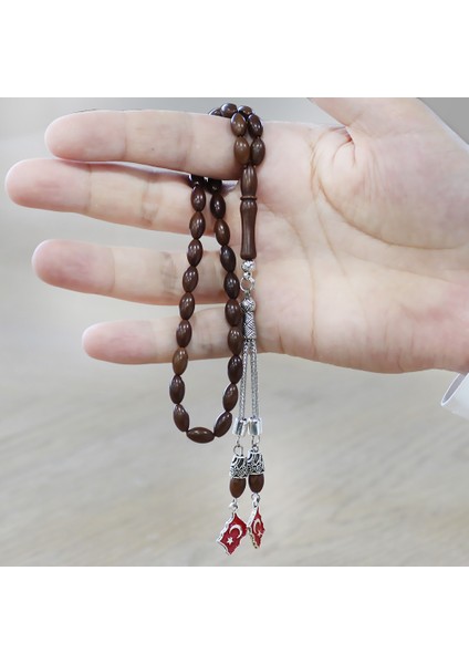 Kararmaz Metal Ayyıldız Püsküllü Koyu Kahverengi Arpa Kesim Kuka Tesbih modelleri