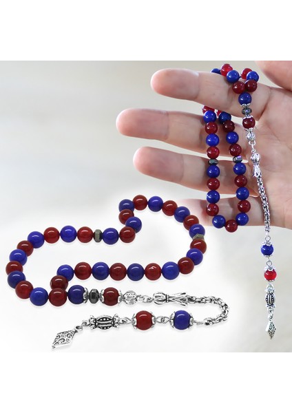 Kararmaz Metal Arnavut Zincir Püsküllü Küre Kesim Bordo Mavi Jade Doğaltaş Taraftar Tesbih M1 fiyatları