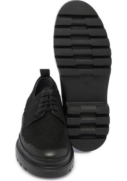 Siyah Hakiki Nubuk Deri Erkek Klasik Ayakkabı - E24S1AY57018-A64