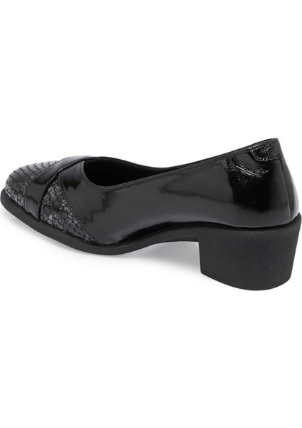 Siyah Hakiki Rugan Deri Kadın Topuklu Ayakkabı - K24S1AY67548-A07