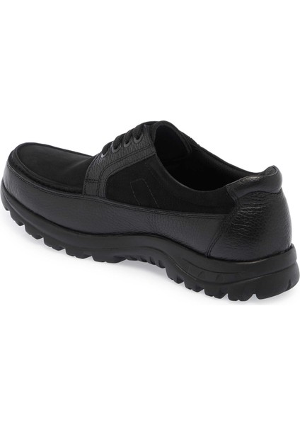 Siyah Hakiki Nubuk Deri Erkek Casual Ayakkabı - E24S1AY56997-A64