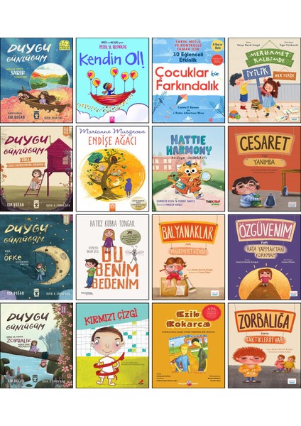 / Cesaret Hep Yanımda + Merhamet Kalbimde Iyilik Her Yerde + Ezik Kokarca + Kendin Ol! + Çocuklar Için Farkındalık + Bu Benim Bedenim + Endişe Ağacı + Hattie Harmony / 16’lı Set P4C
