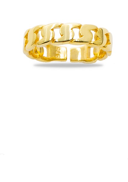 Gurmet Tasarım Altın Renk Ayarlanabilir Ölçü 925 Ayar Gümüş Kadın Yüzük