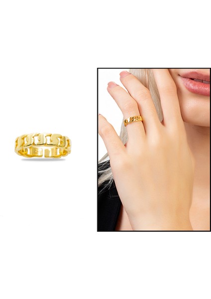 Gurmet Tasarım Altın Renk Ayarlanabilir Ölçü 925 Ayar Gümüş Kadın Yüzük fiyatları