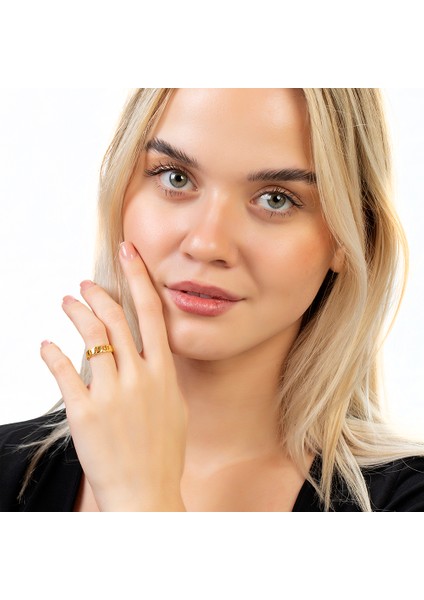 Gurmet Tasarım Altın Renk Ayarlanabilir Ölçü 925 Ayar Gümüş Kadın Yüzük modelleri