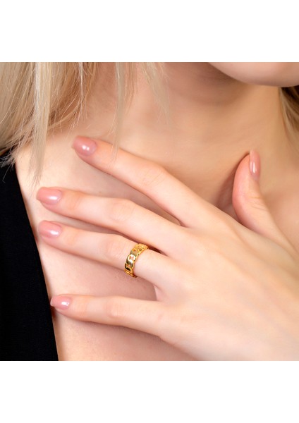 Gurmet Tasarım Altın Renk Ayarlanabilir Ölçü 925 Ayar Gümüş Kadın Yüzük fırsatları
