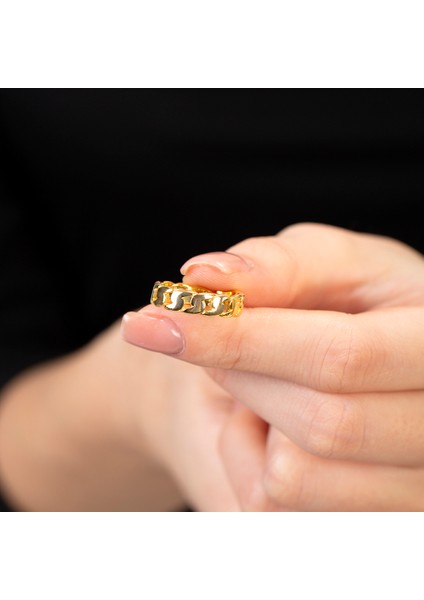 Gurmet Tasarım Altın Renk Ayarlanabilir Ölçü 925 Ayar Gümüş Kadın Yüzük indirimleri