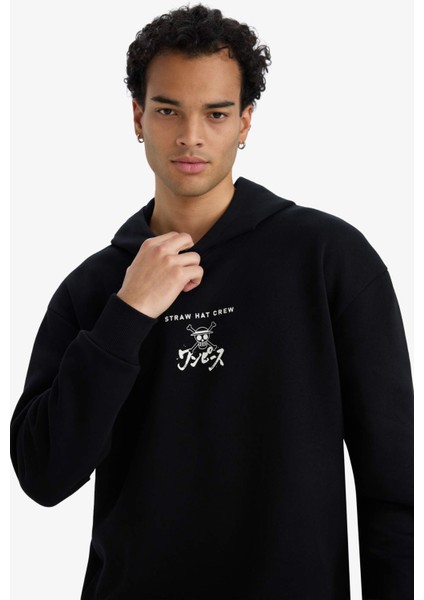 One Piece Boxy Fit Kapüşonlu Sırt Baskılı Sweatshirt E9321AX25AU