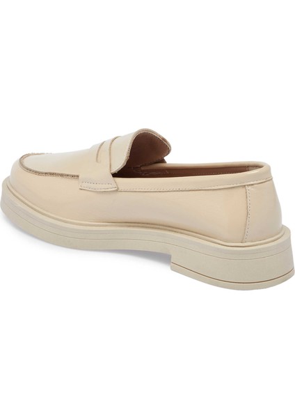 Ekru Hakiki Rugan Deri Kadın Loafer - K24S1AY67617-H4X