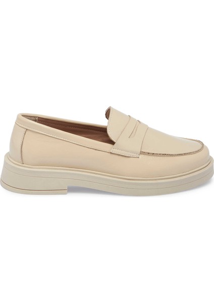 Ekru Hakiki Rugan Deri Kadın Loafer - K24S1AY67617-H4X