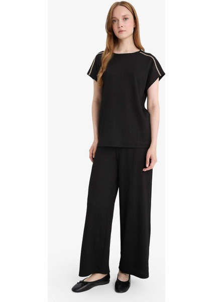 Beli Lastikli Düz Paça Bürümcük Pantolon F6166AX25SM