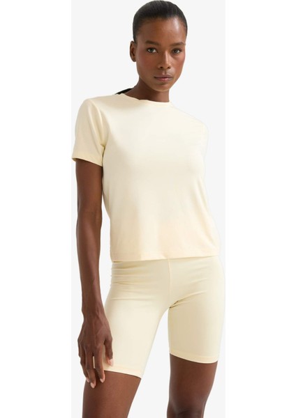 Standart Fit Bisiklet Yaka Sporcu Basic Düz Kısa Kollu Siyah Tişört D2296AX25SP