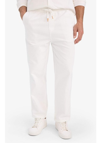 %100 Pamuk Wide Leg Beli Bağcıklı Lastikli Geniş Paça Jean Pantolon E1375AX25AU