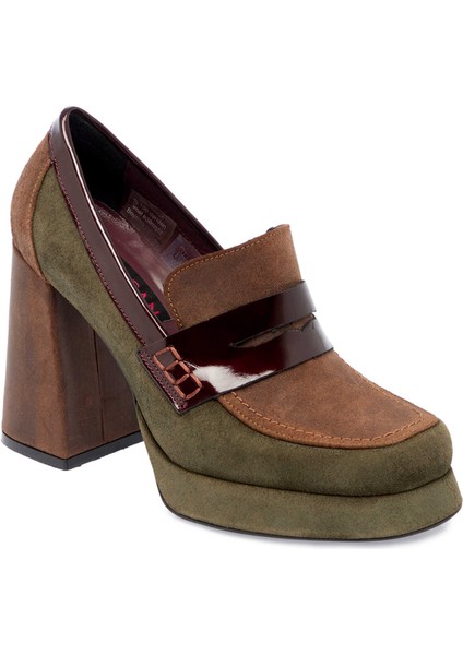 Kahve Hakiki Süet Deri Kadın Topuklu Ayakkabı - K24S1AY67539-B85 indirimleri