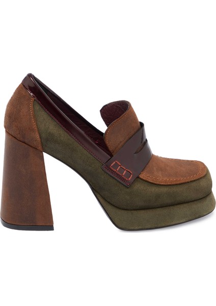 Kahve Hakiki Süet Deri Kadın Topuklu Ayakkabı - K24S1AY67539-B85