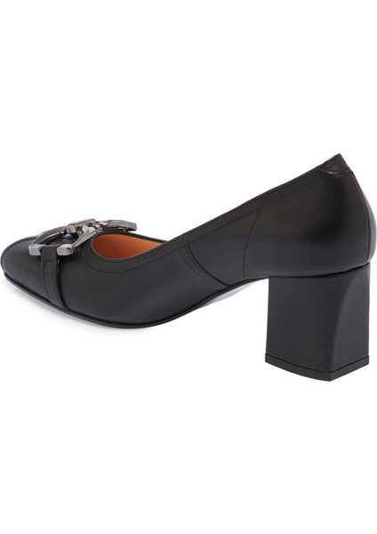 Siyah Hakiki Deri Kadın Topuklu Ayakkabı - K24S1AY67603-A23