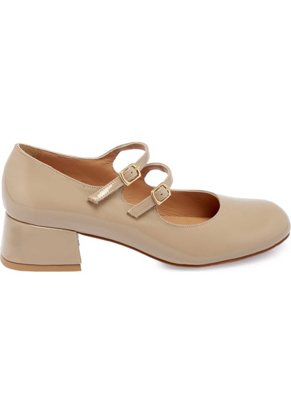 Vizon Hakiki Rugan Deri Kadın Topuklu Ayakkabı - K24S1AY67541-A81