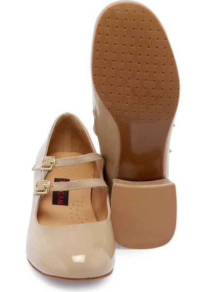 Vizon Hakiki Rugan Deri Kadın Topuklu Ayakkabı - K24S1AY67541-A81