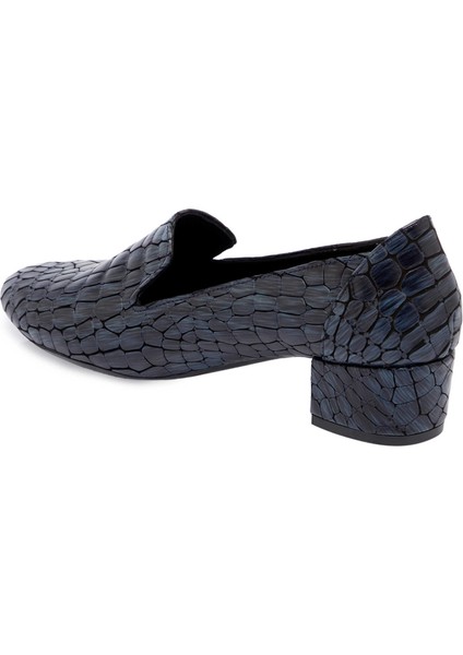 Mavi Hakiki Deri Kadın Topuklu Ayakkabı - K24S1AY67543-N2Q
