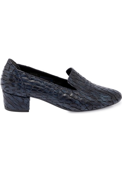Mavi Hakiki Deri Kadın Topuklu Ayakkabı - K24S1AY67543-N2Q