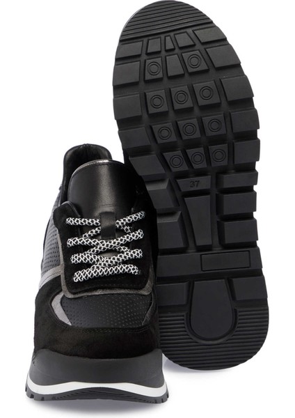 Siyah Hakiki Deri Kadın Sneaker - K24S1AY67521-A23
