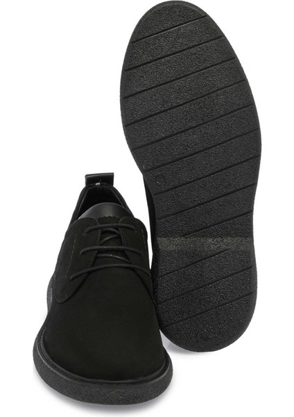 Siyah Hakiki Nubuk Deri Erkek Casual Ayakkabı - E24S1AY56950-A64