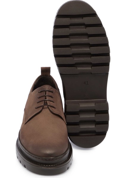 Kahve Hakiki Nubuk Deri Erkek Klasik Ayakkabı - E24S1AY57018-D4W