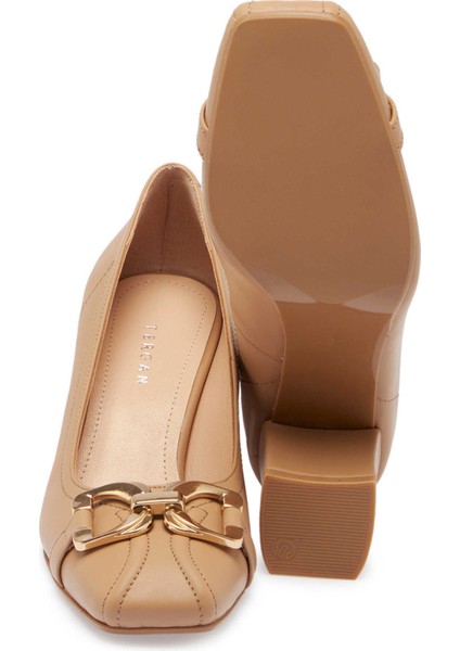 Nude Hakiki Deri Kadın Topuklu Ayakkabı - K24S1AY67603-Q9J