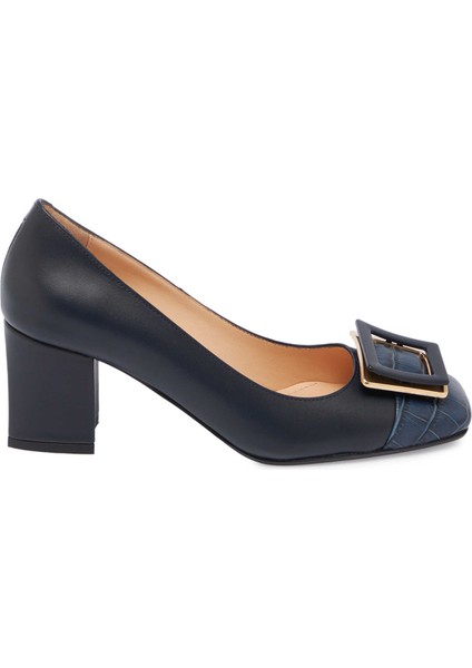 Lacivert Hakiki Deri Kadın Topuklu Ayakkabı - K24S1AY67602-A31 indirimleri