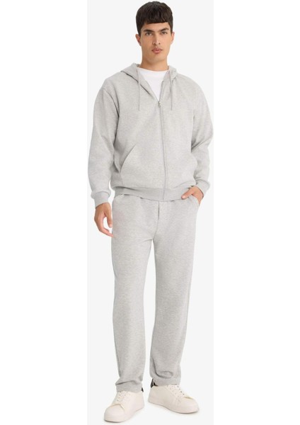 Regular Fit Basic Düz Beli Bağcıklı Düz Paça Cepli Eşofman Altı D6762AX25AU