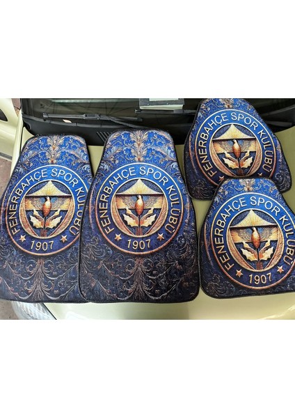 Lacivert-Sarı Temalı, Sanatsal Baskılı Fenerbahçe Oto Dekor Paspas