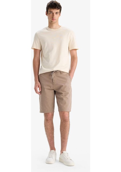 %100 Pamuk Regular Fit Düz Paça Gabardin Bermuda Şort C5397AX25SM