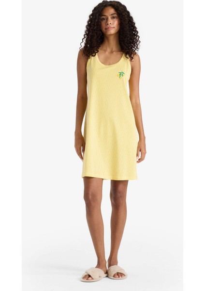 Regular Fit U Yaka Baskılı Kolsuz Gecelik F6078AX25HS