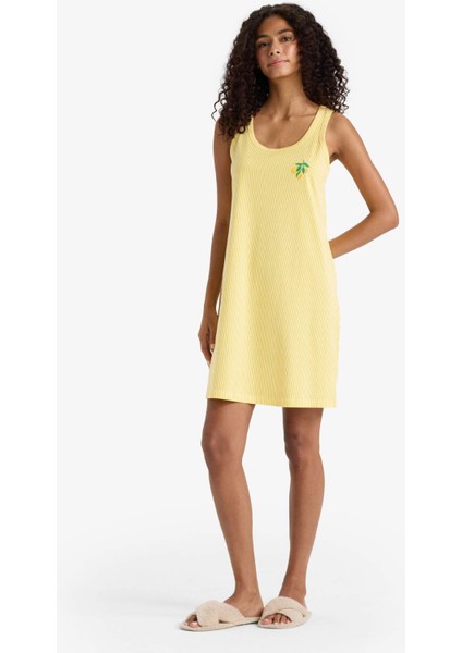 Regular Fit U Yaka Baskılı Kolsuz Gecelik F6078AX25HS