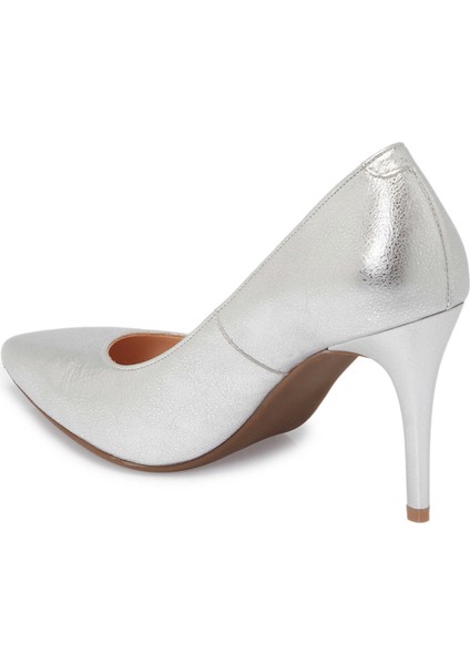 Platin Hakiki Deri Kadın Stiletto - K24S1AY67599-U2M