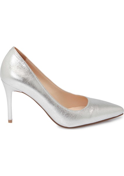 Platin Hakiki Deri Kadın Stiletto - K24S1AY67599-U2M