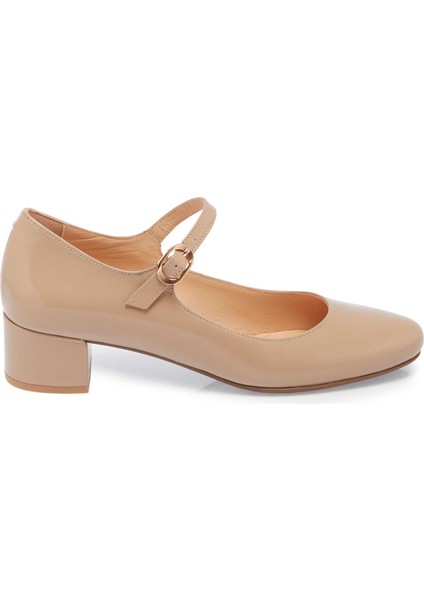 Nude Hakiki Rugan Deri Kadın Topuklu Ayakkabı - K24S1AY67600-M3G