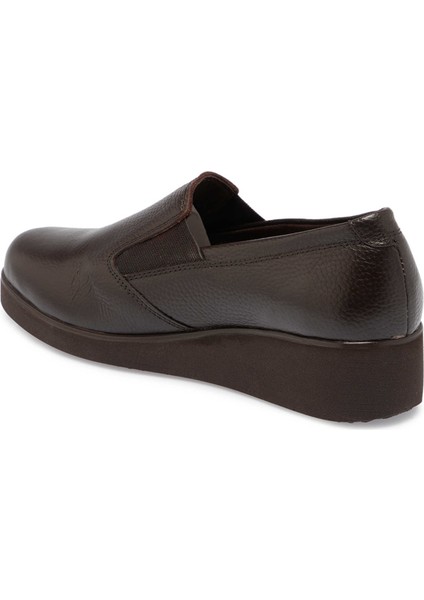 Kahve Hakiki Deri Kadın Dolgu Topuklu Ayakkabı - K24S1AY67580-A42