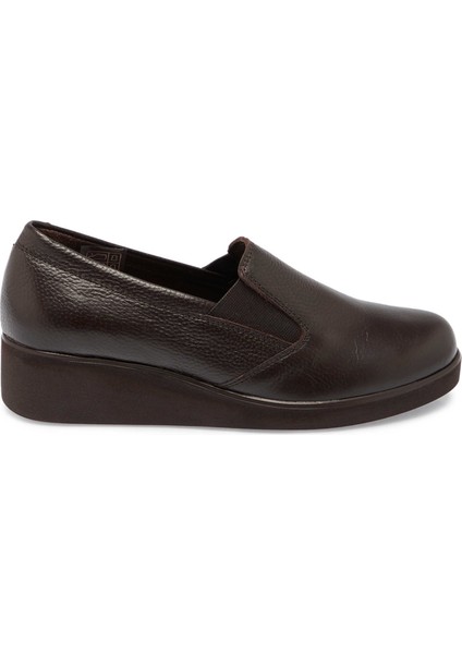 Kahve Hakiki Deri Kadın Dolgu Topuklu Ayakkabı - K24S1AY67580-A42