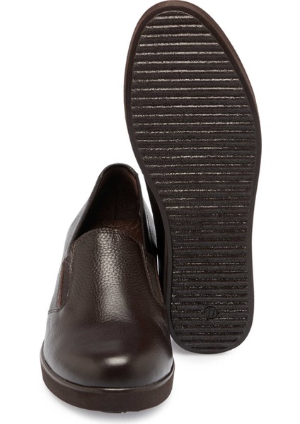 Kahve Hakiki Deri Kadın Dolgu Topuklu Ayakkabı - K24S1AY67580-A42