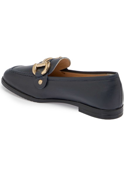 Lacivert Hakiki Deri Kadın Loafer - K24S1AY67568-A31