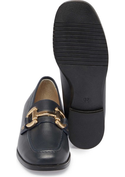 Lacivert Hakiki Deri Kadın Loafer - K24S1AY67568-A31