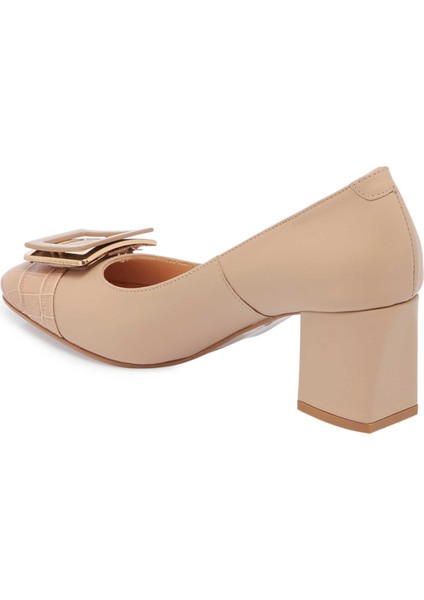 Nude Hakiki Deri Kadın Topuklu Ayakkabı - K24S1AY67602-Q0C