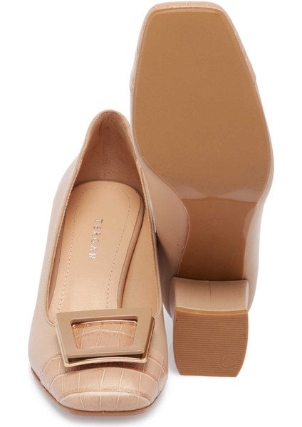Nude Hakiki Deri Kadın Topuklu Ayakkabı - K24S1AY67602-Q0C