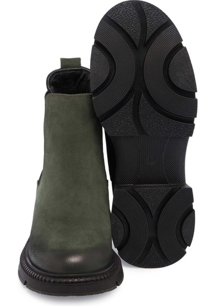 Yeşil Hakiki Nubuk Deri Kadın Casual Bot - K24K1BT67509-G98