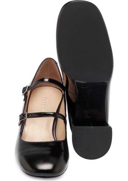 Siyah Hakiki Deri Kadın Topuklu Ayakkabı - K24S1AY67608-A07