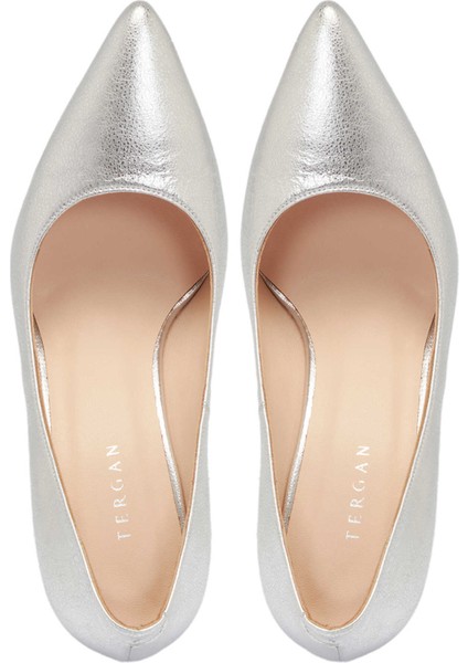 Platin Hakiki Deri Kadın Stiletto - K24S1AY67599-U2M